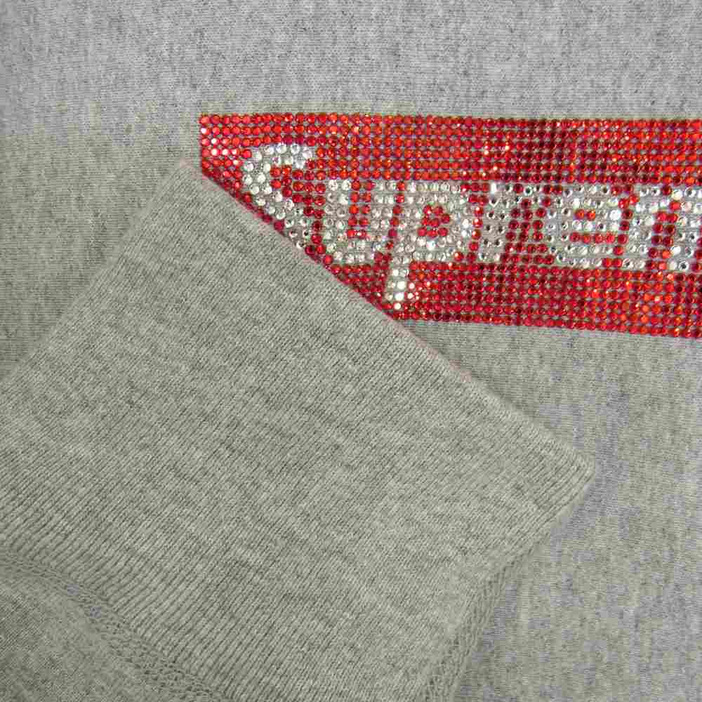 Supreme シュプリーム 19SS Swarovski Box Logo Hooded Sweatshirt スワロフスキー ボックスロゴ フーデット スウェット パーカー グレー系 M【中古】