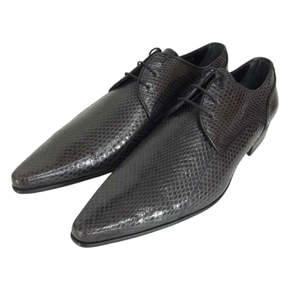 DOLCE&GABBANA ドルチェアンドガッバーナ 071 CA1134A83681 国内正規品 イタリア製 パイソンレザー ロングノーズ シューズ ブラック系 5 1/2【美品】【中古】