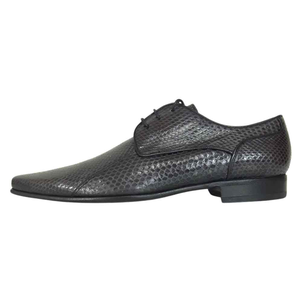 DOLCE&GABBANA ドルチェアンドガッバーナ 071 CA1134A83681 国内正規品 イタリア製 パイソンレザー ロングノーズ シューズ ブラック系 5 1/2【美品】【中古】
