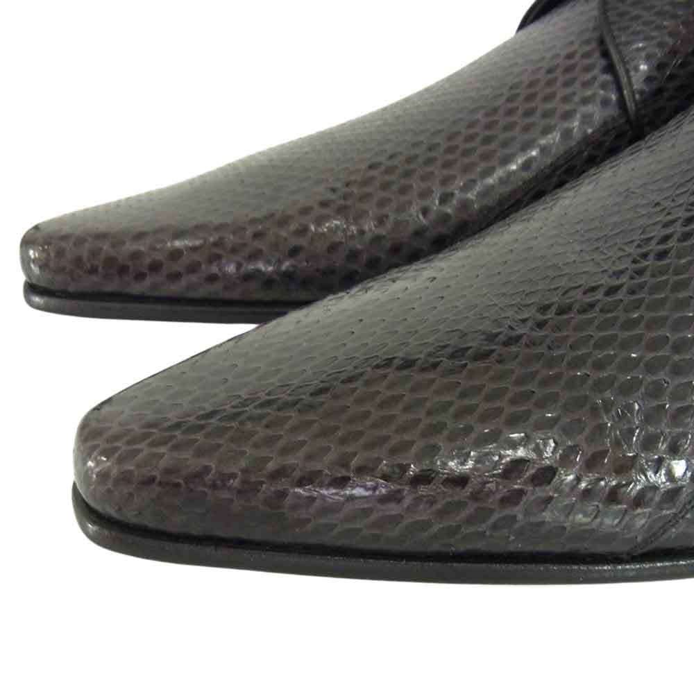 DOLCE&GABBANA ドルチェアンドガッバーナ 071 CA1134A83681 国内正規品 イタリア製 パイソンレザー ロングノーズ シューズ ブラック系 5 1/2【美品】【中古】