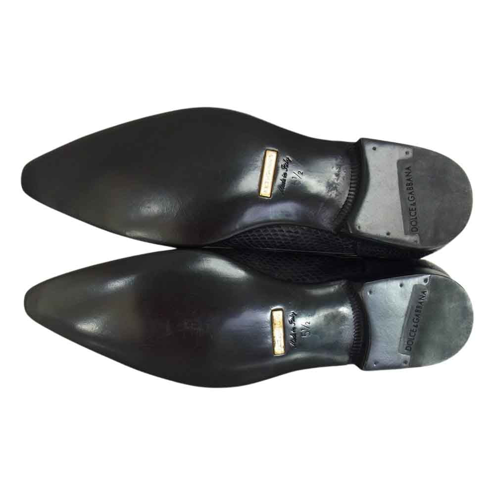 DOLCE&GABBANA ドルチェアンドガッバーナ 071 CA1134A83681 国内正規品 イタリア製 パイソンレザー ロングノーズ シューズ ブラック系 5 1/2【美品】【中古】