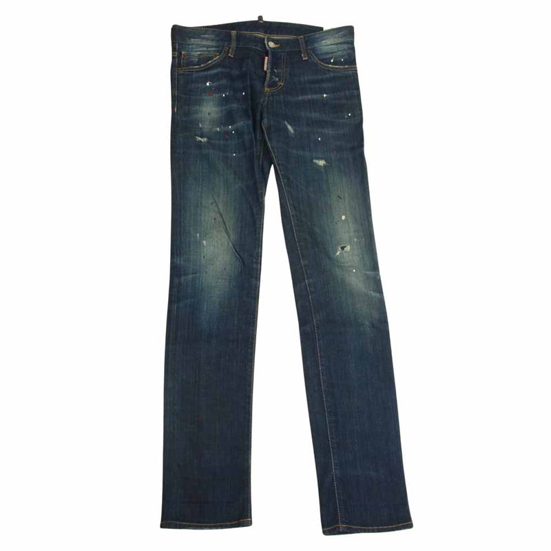 DSQUARED2 ディースクエアード S74LA0696 ジャパンタグ PAINT DENIM STRETCH JEAN ペイント加工 ストレッチ ジーンズ デニムパンツ インディゴブルー系 46【中古】