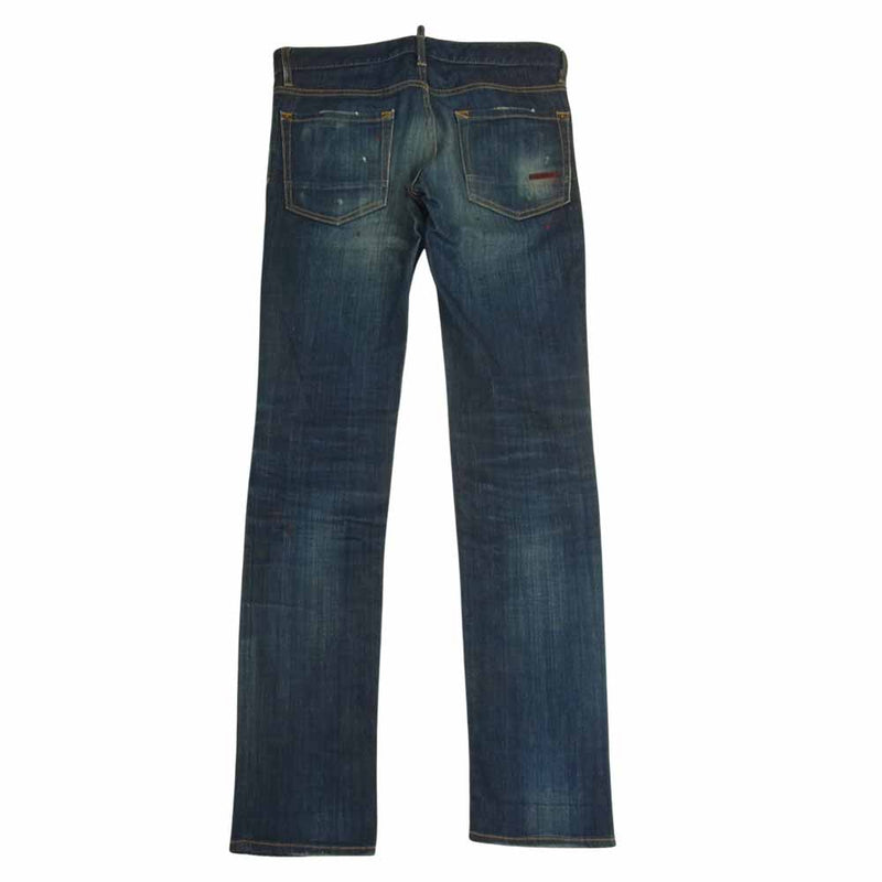 DSQUARED2 ディースクエアード S74LA0696 ジャパンタグ PAINT DENIM STRETCH JEAN ペイント加工 ストレッチ ジーンズ デニムパンツ インディゴブルー系 46【中古】