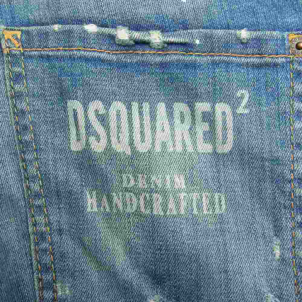 DSQUARED2 ディースクエアード S74LB0427 ジャパンタグ SLIM JEANS ブリーチ加工 ウォッシュド ダメージ スリム ジーンズ デニムパンツ インディゴブルー系 44【中古】