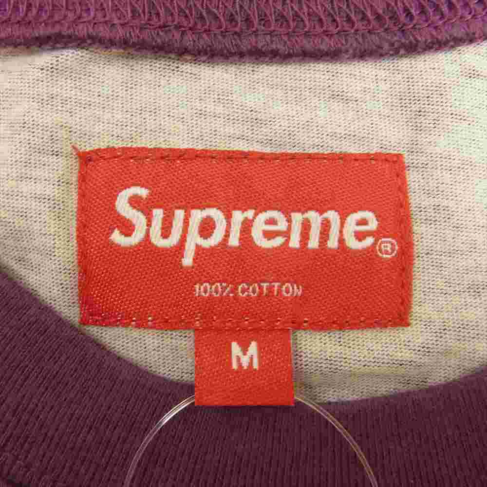 Supreme シュプリーム 16SS Thou Shalt Not Striped Top ストライプ ボーダー ショート スリーブ T シャツ ホワイト系 パープル系 M【美品】【中古】