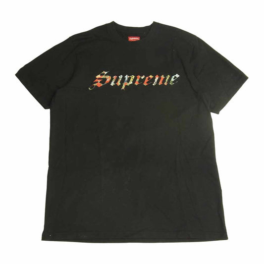 Supreme シュプリーム 21SS Floral Applique S/S Top フローラル アップリケ 半袖 Tシャツ ブラック系 XL【中古】