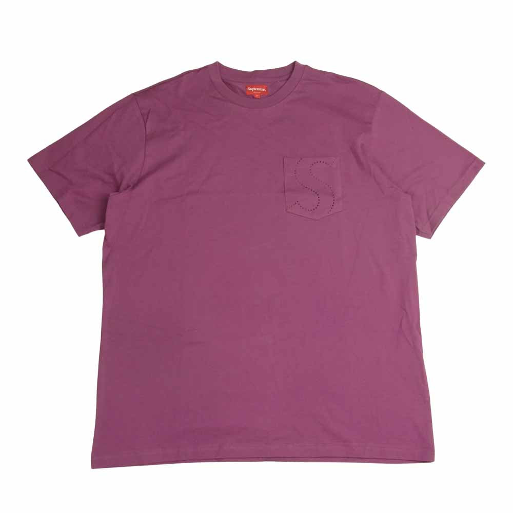 Supreme シュプリーム 21SS Laser Cut S Logo Pocket Tee レーザー カット ロゴ ポケット 半袖 Tシャツ パープル系 L【極上美品】【中古】