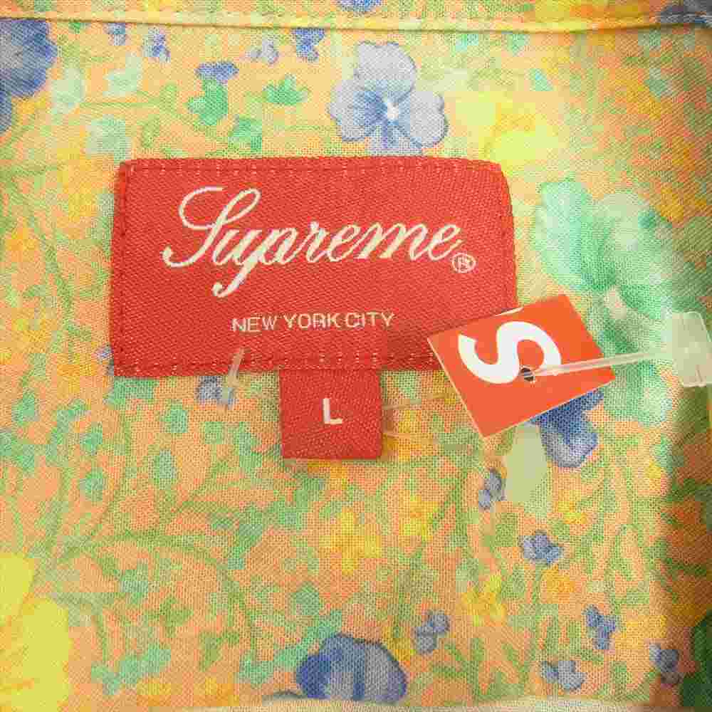 Supreme シュプリーム 19SS Mini Floral Rayon S/S Shirt ミニ フローラル レーヨン アロハ 半袖 シャツ イエロー系 L【極上美品】【中古】