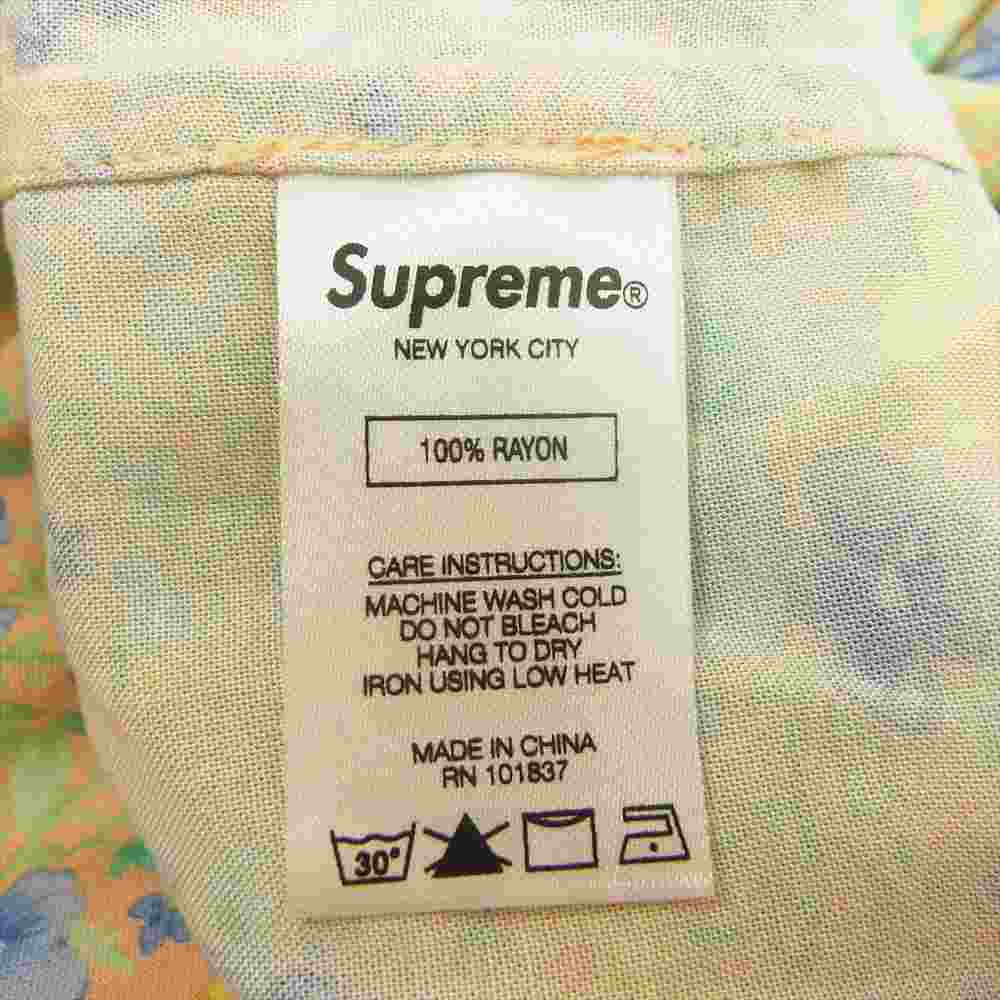 Supreme シュプリーム 19SS Mini Floral Rayon S/S Shirt ミニ フローラル レーヨン アロハ 半袖 シャツ イエロー系 L【極上美品】【中古】