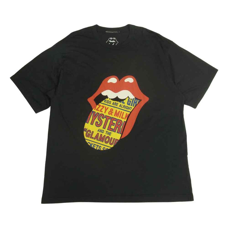 HYSTERIC GLAMOUR ヒステリックグラマー 06221CT07 THEE HYSTERIC XXX THE ROLLING STONES RS DIZZY&MILKY ローリングストーンズ プリント Tシャツ ブラック系 L【美品】【中古】