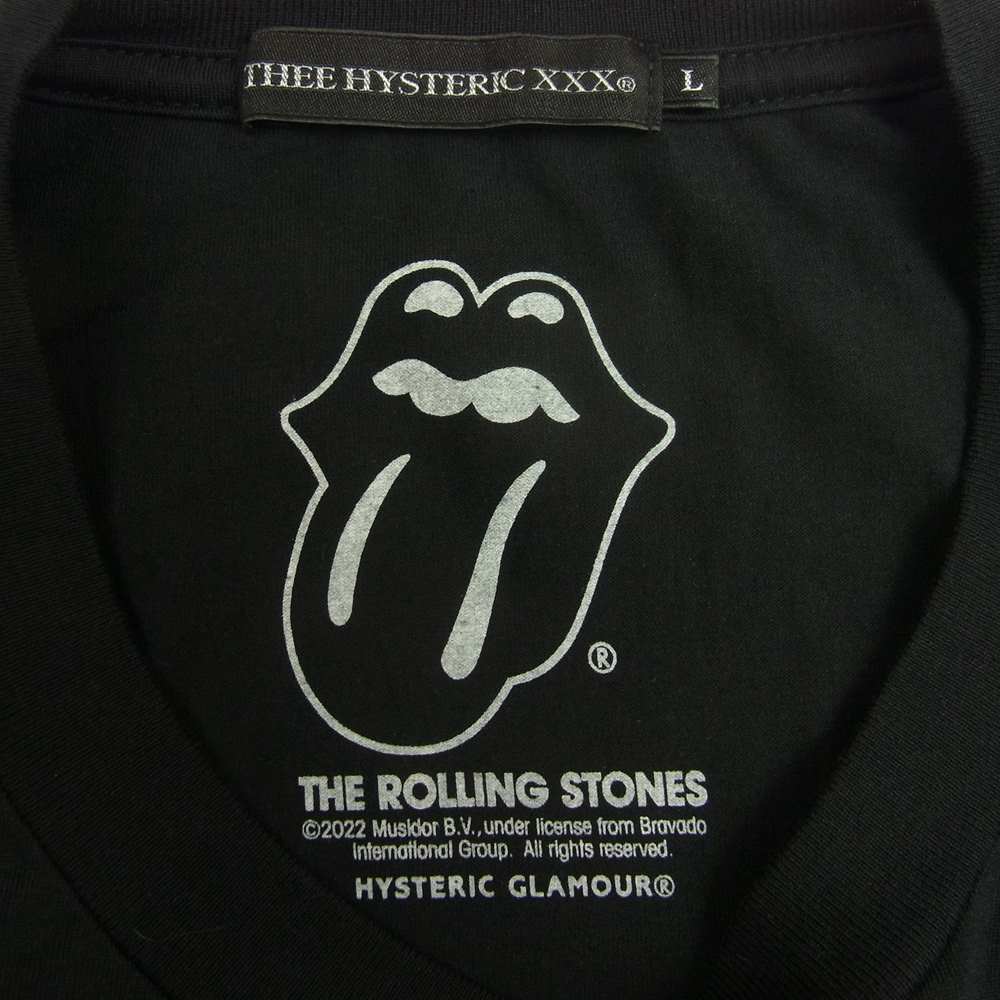 HYSTERIC GLAMOUR ヒステリックグラマー 06221CT07 THEE HYSTERIC XXX THE ROLLING STONES RS DIZZY&MILKY ローリングストーンズ プリント Tシャツ ブラック系 L【美品】【中古】