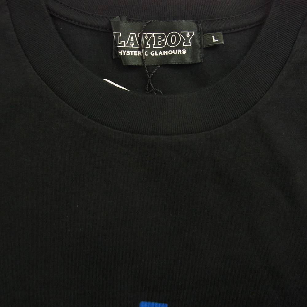 HYSTERIC GLAMOUR ヒステリックグラマー 02222CT20 PLAYBOY HYSTERIC ARROW プレイボーイ プリント Tシャツ ブラック系 L【新古品】【未使用】【中古】