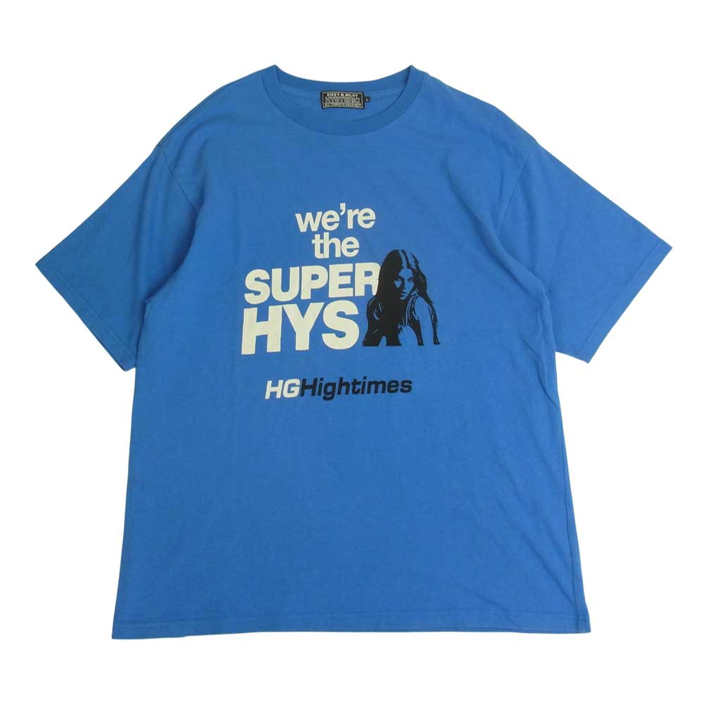 HYSTERIC GLAMOUR ヒステリックグラマー 02222CT10 HG HIGHTIMES プリント Tシャツ ブルー系 L【美品】【中古】