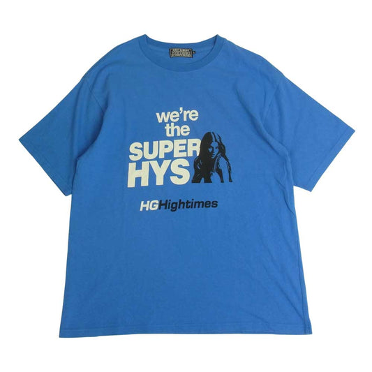 HYSTERIC GLAMOUR ヒステリックグラマー 02222CT10 HG HIGHTIMES プリント Tシャツ ブルー系 L【美品】【中古】