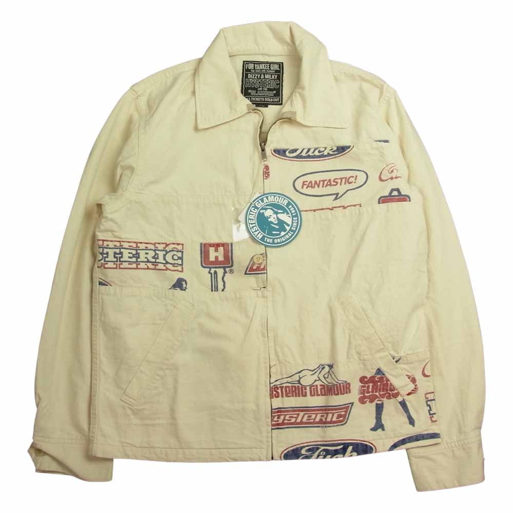HYSTERIC GLAMOUR ヒステリックグラマー 02222AB01 HYSTERIC FANTASTIC柄 スクラッチ スポーツ ジャケット オフホワイト系 L【新古品】【未使用】【中古】