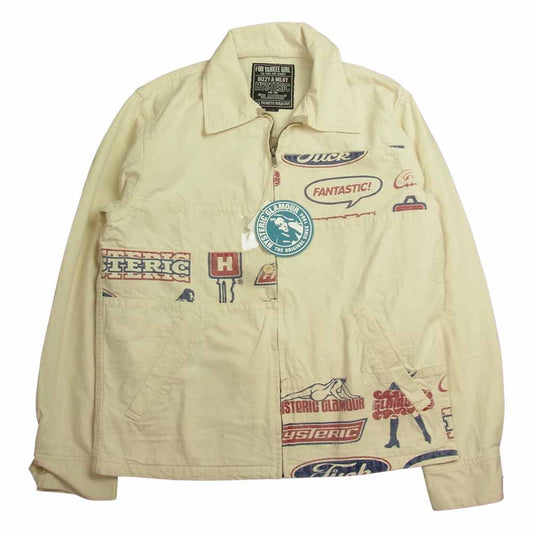 HYSTERIC GLAMOUR ヒステリックグラマー 02222AB01 HYSTERIC FANTASTIC柄 スクラッチ スポーツ ジャケット オフホワイト系 L【新古品】【未使用】【中古】