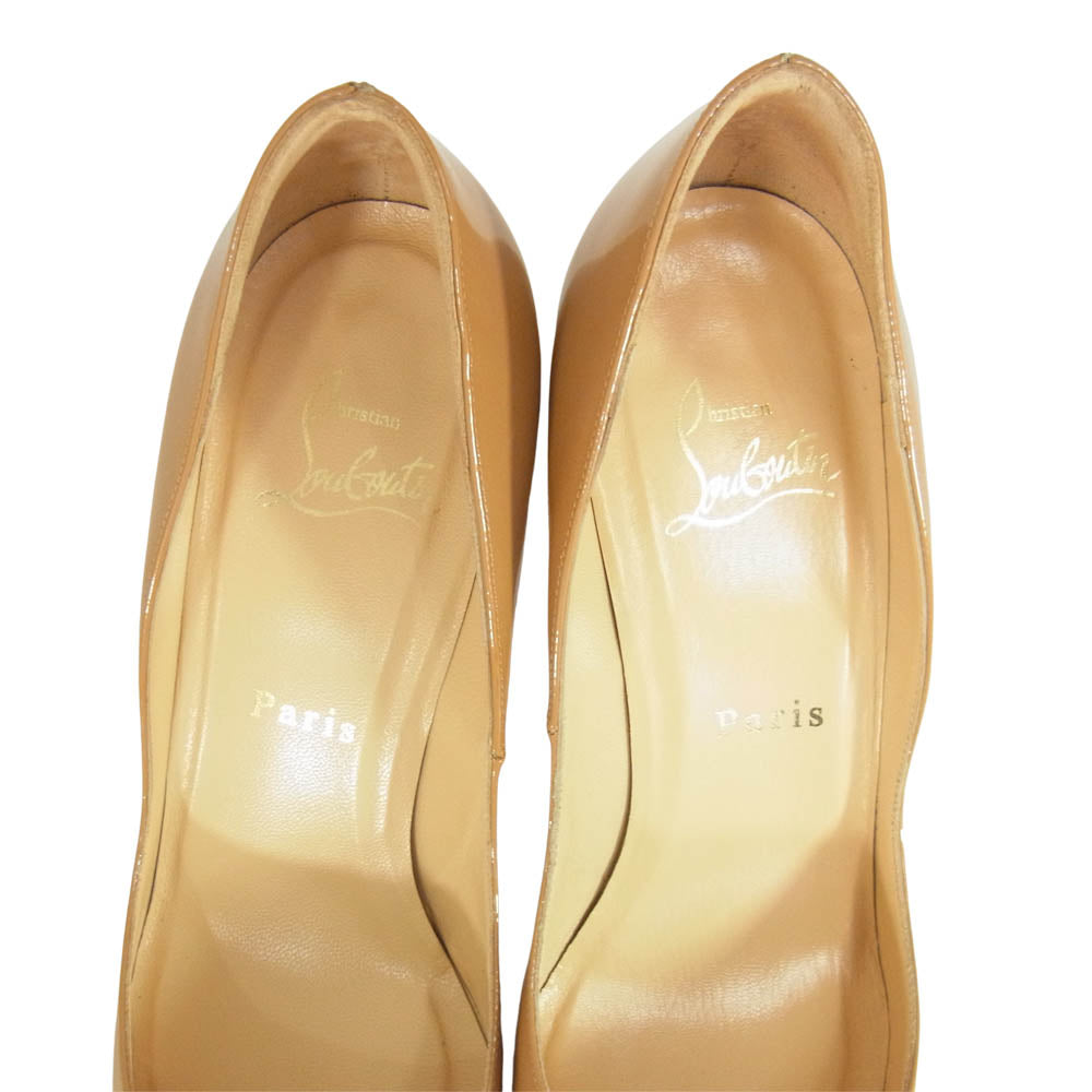 Christian Louboutin クリスチャンルブタン パテントレザー ピンヒール パンプス ベージュ系 37【中古】