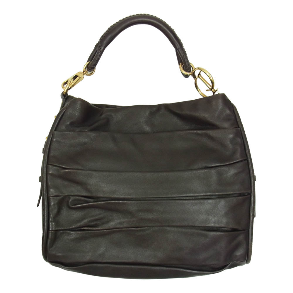 Dior ディオール 19-MA-0160 プリーツ ホーボー セミ ショルダー バッグ ブラウン系【中古】