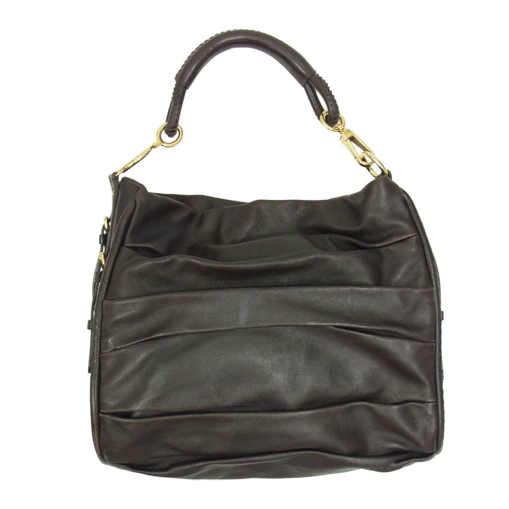 Dior ディオール 19-MA-0160 プリーツ ホーボー セミ ショルダー バッグ ブラウン系【中古】