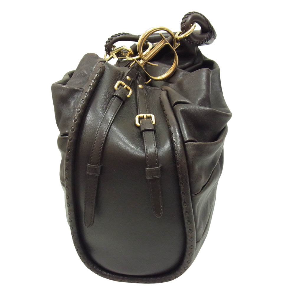 Dior ディオール 19-MA-0160 プリーツ ホーボー セミ ショルダー バッグ ブラウン系【中古】