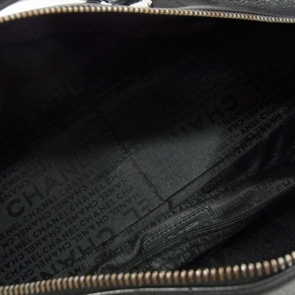 CHANEL シャネル チョコバー ココマーク レザー ボストン バッグ  ブラック系【中古】