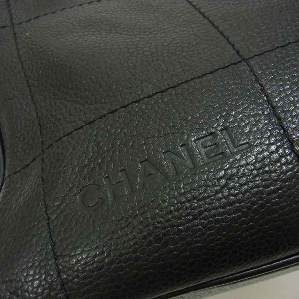 CHANEL シャネル チョコバー ココマーク レザー ボストン バッグ  ブラック系【中古】