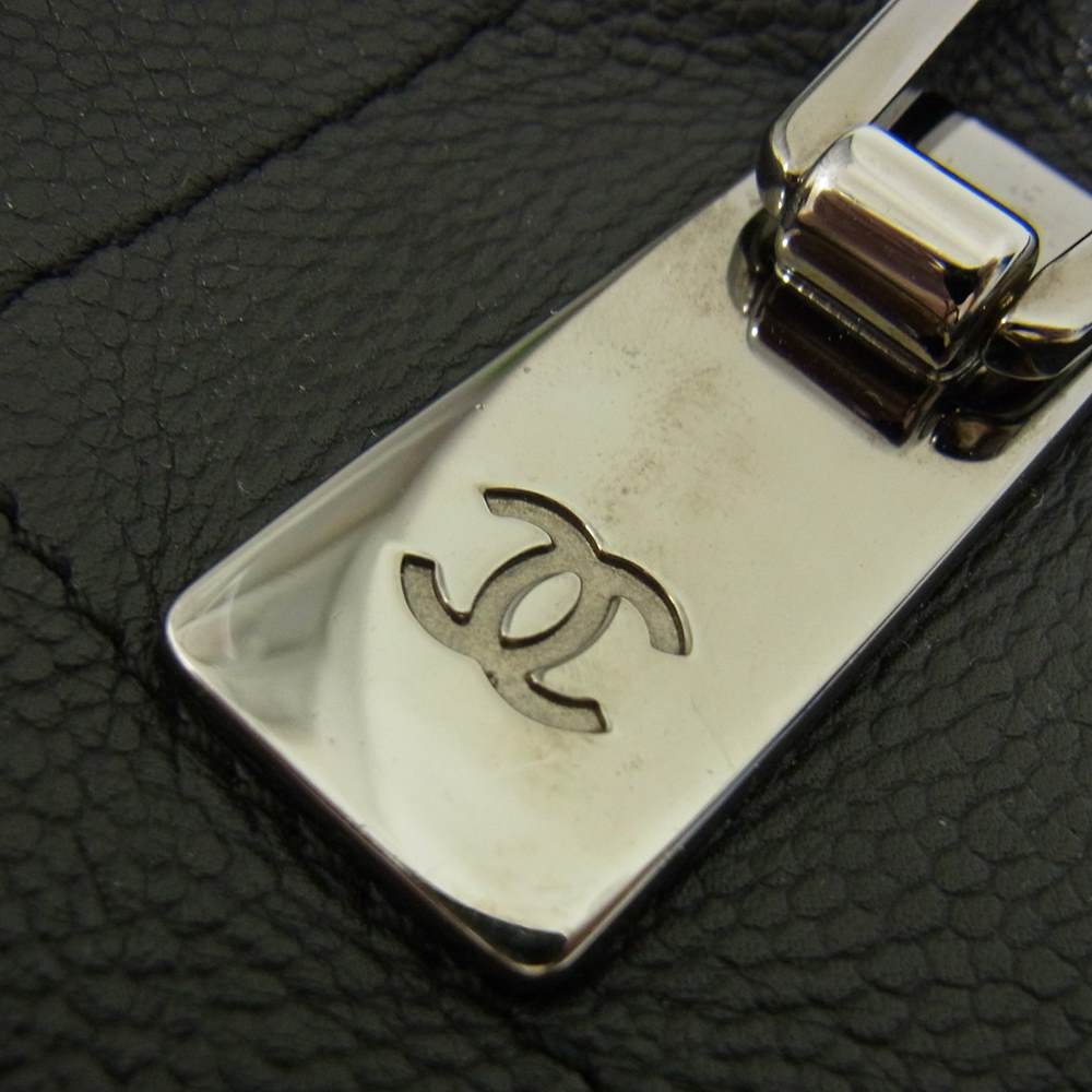 CHANEL シャネル チョコバー ココマーク レザー ボストン バッグ  ブラック系【中古】