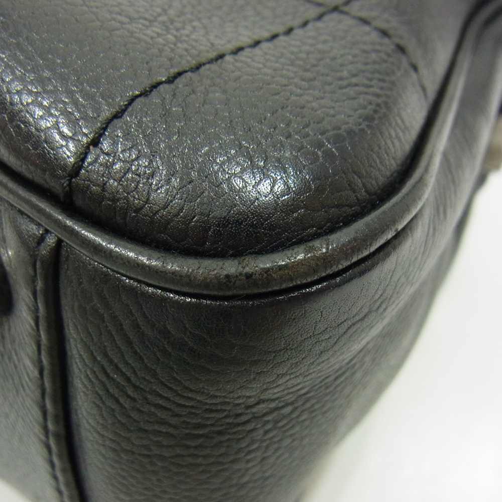 CHANEL シャネル チョコバー ココマーク レザー ボストン バッグ  ブラック系【中古】