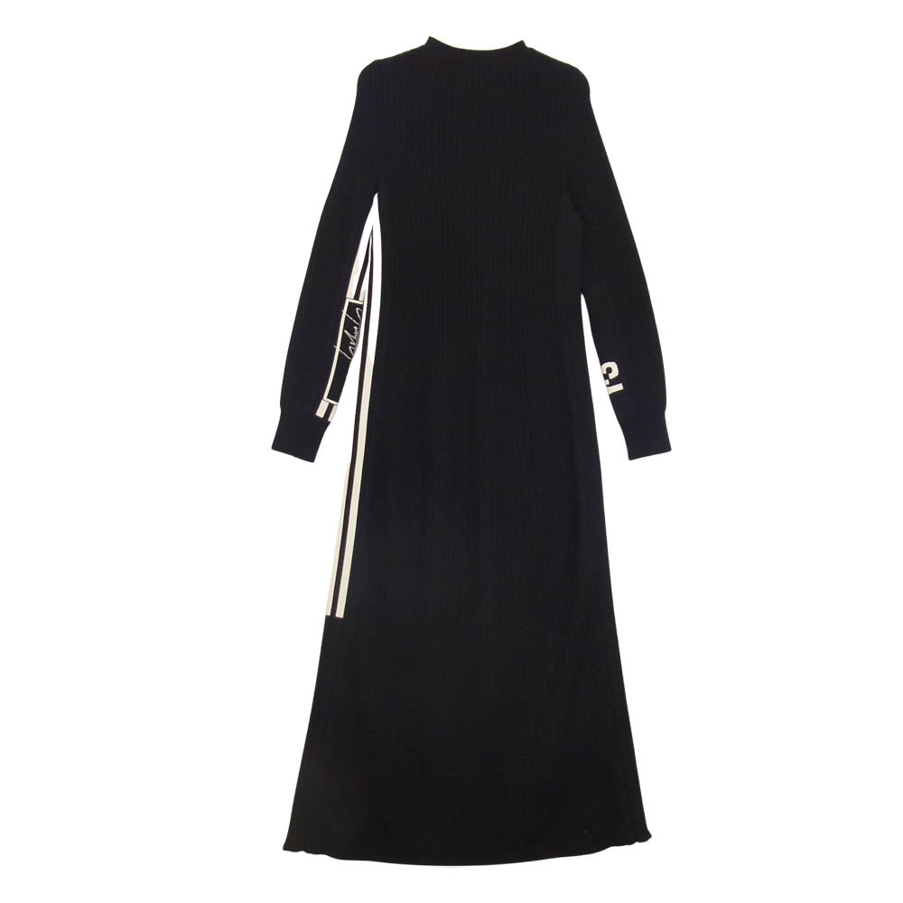 Yohji Yamamoto ヨウジヤマモト Y-3 ワイスリー FJ0300 ライン ニット ロング ワンピース 長袖 ブラック系 XS【中古】