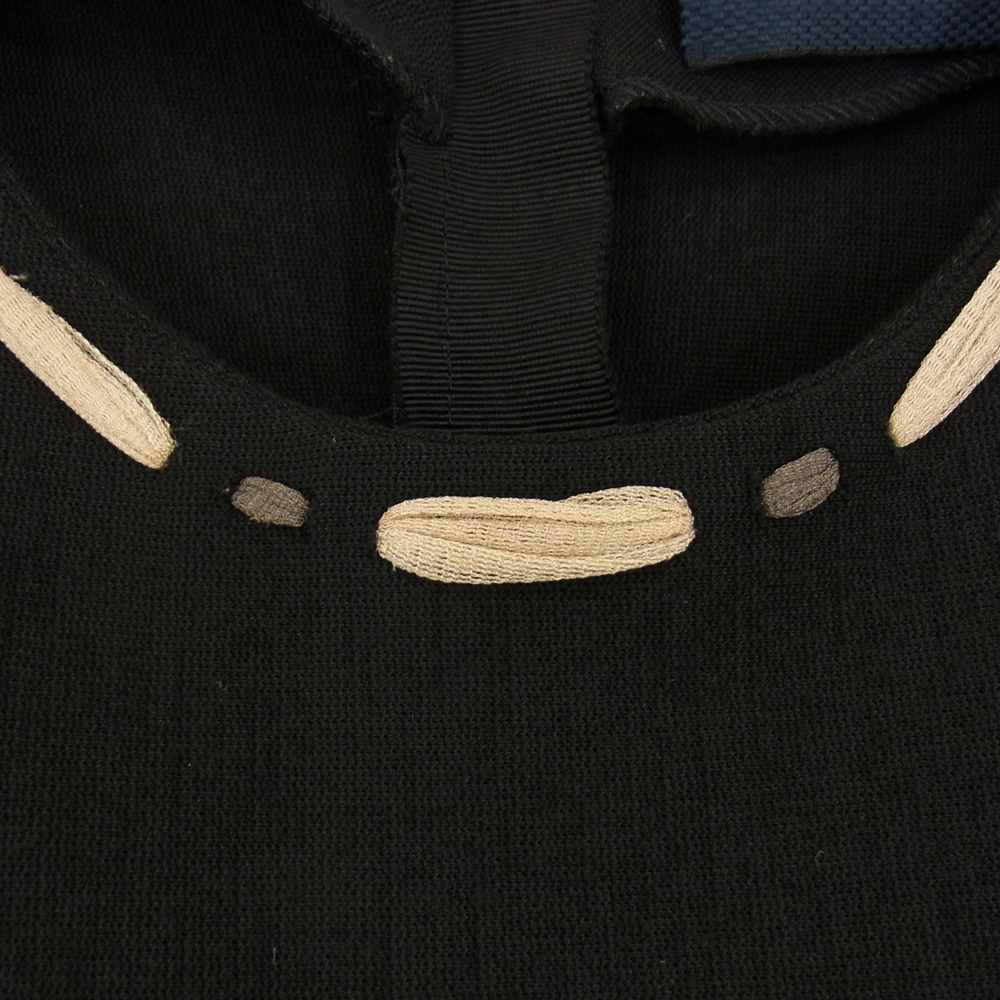 LANVIN ランバン DR2034 2785 国内正規品 フランス製 シルク混 ステッチ フレア ワンピース 長袖 ブラック系 36【中古】