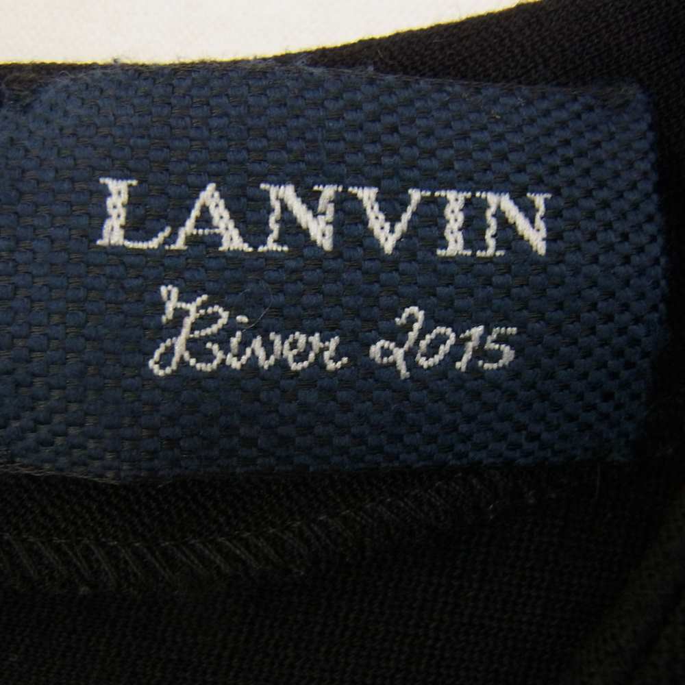 LANVIN ランバン DR2034 2785 国内正規品 フランス製 シルク混 ステッチ フレア ワンピース 長袖 ブラック系 36【中古】