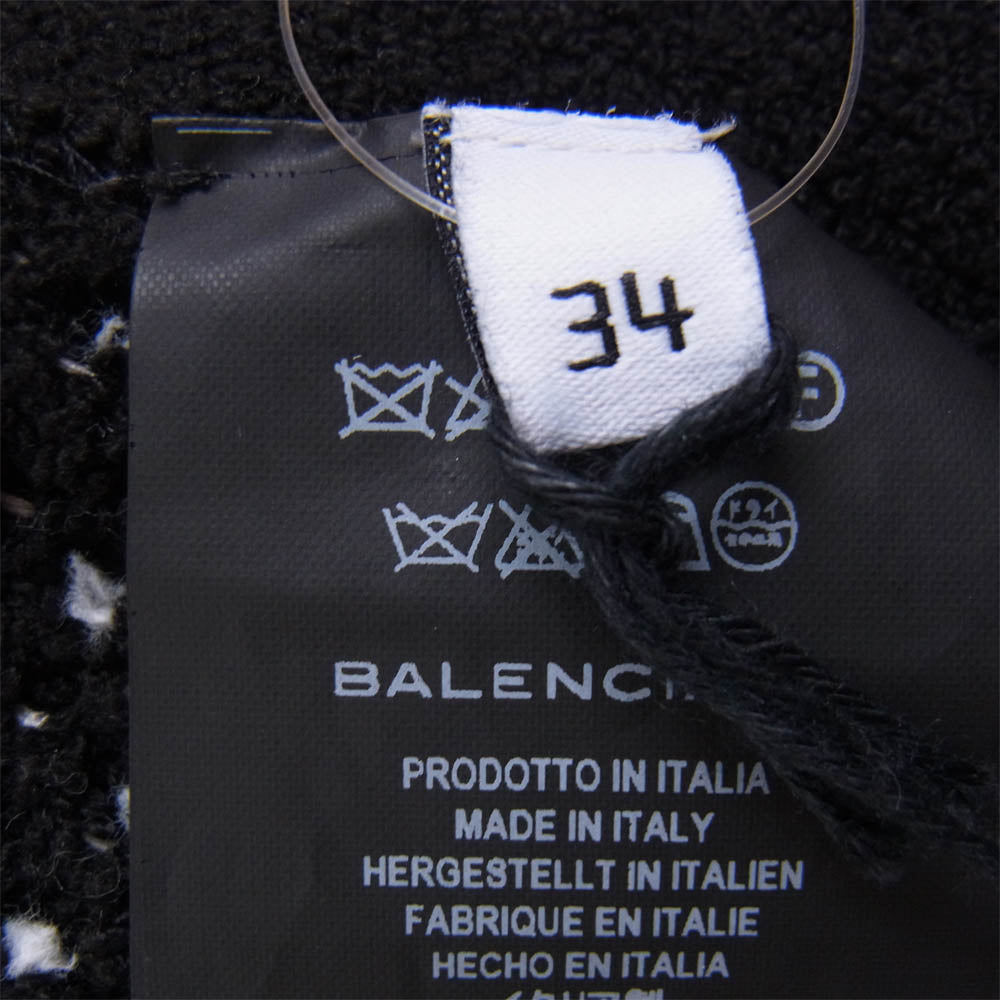 BALENCIAGA バレンシアガ 417434 T7120 ツイード カットオフ タイト スカート ブラック系 34【中古】