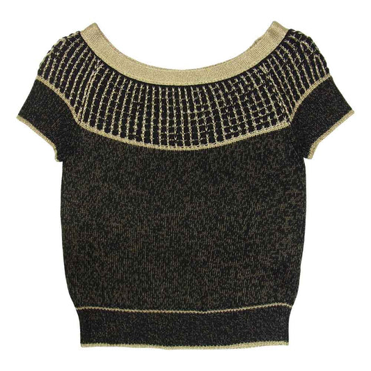 GUCCI グッチ 292299 X5123 レーヨン ラメ ニット カットソー 半袖 ブラック系 XS【中古】