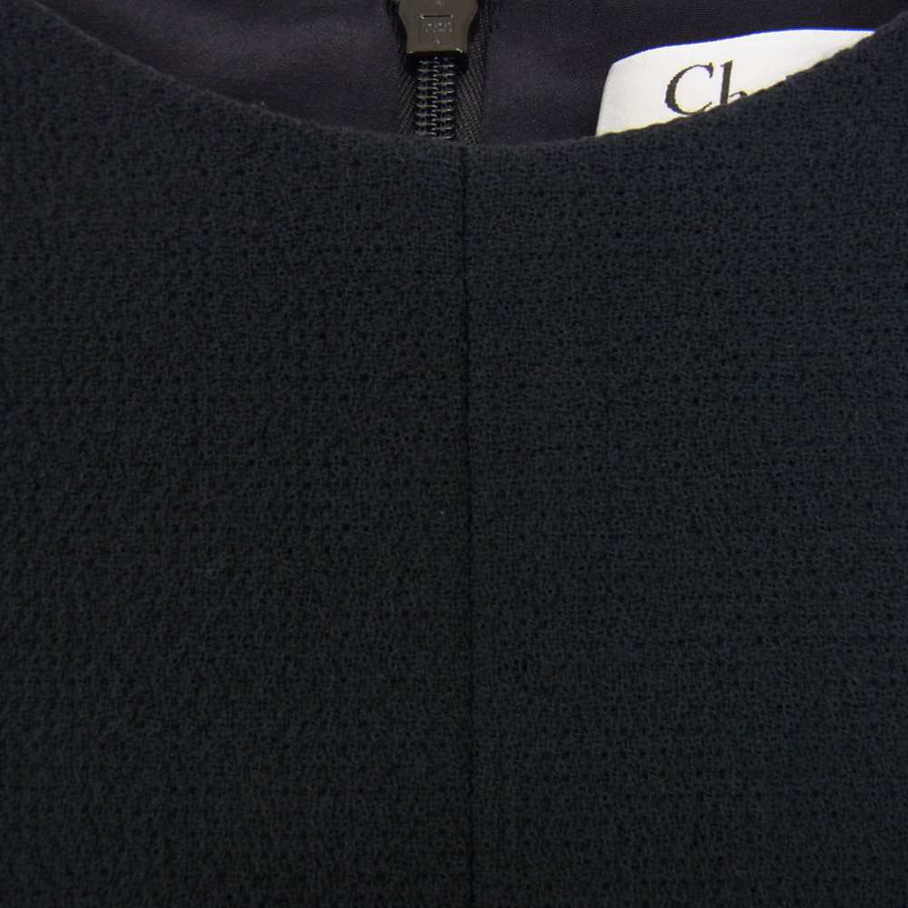 Christian Dior クリスチャンディオール 5A21649A1110 ウール フレア ワンピース 半袖  ネイビー系 36【中古】