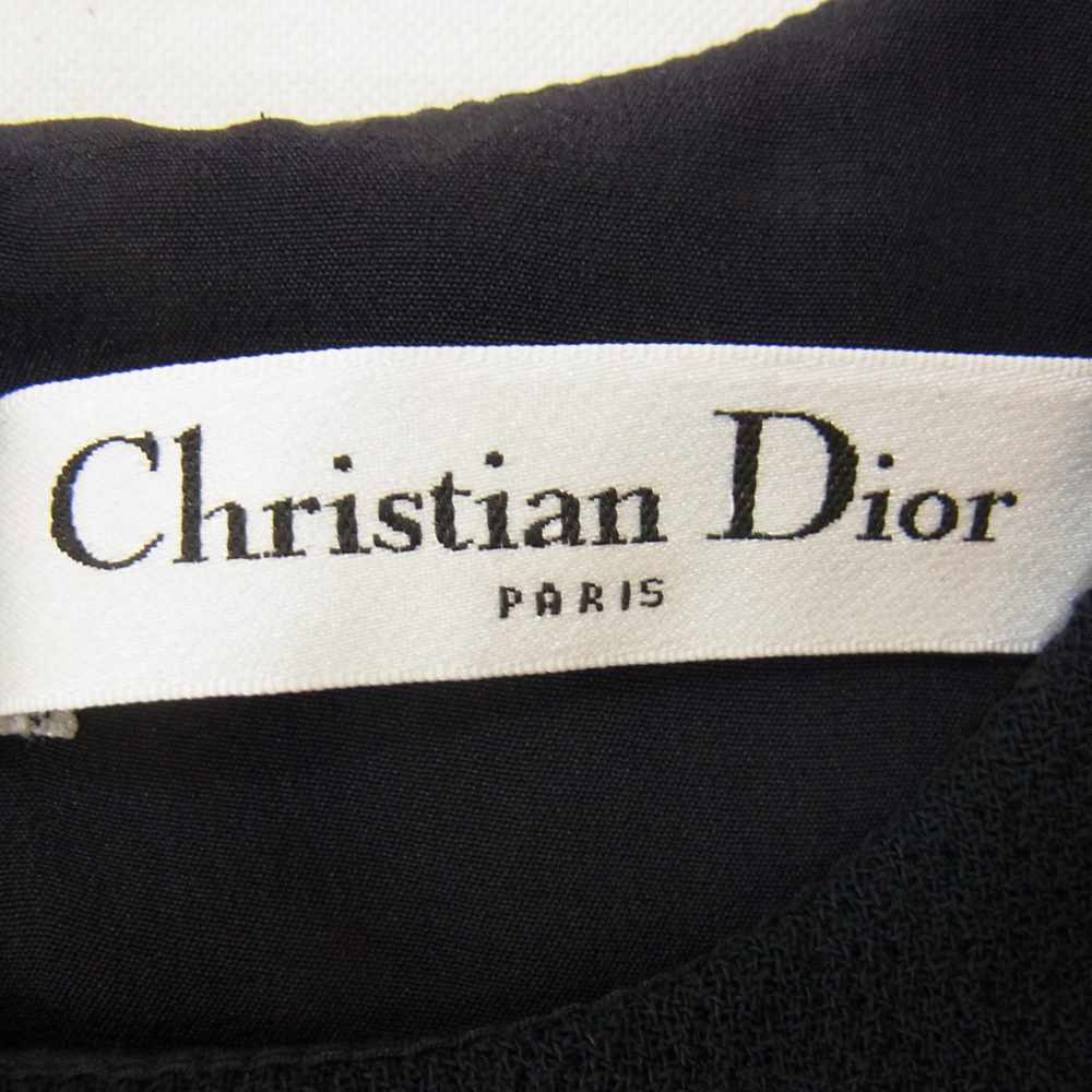 【美品】Christian Dior フレアワンピース ブラック 半袖 Ｖネック
