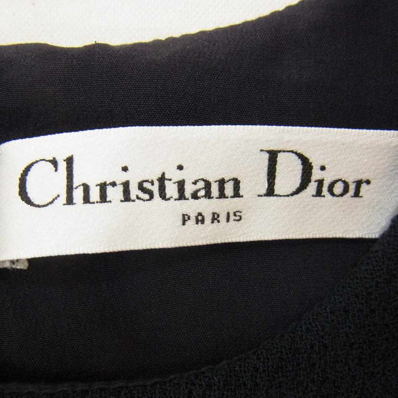 Christian Dior クリスチャンディオール 5A21649A1110 ウール フレア ワンピース 半袖  ネイビー系 36【中古】