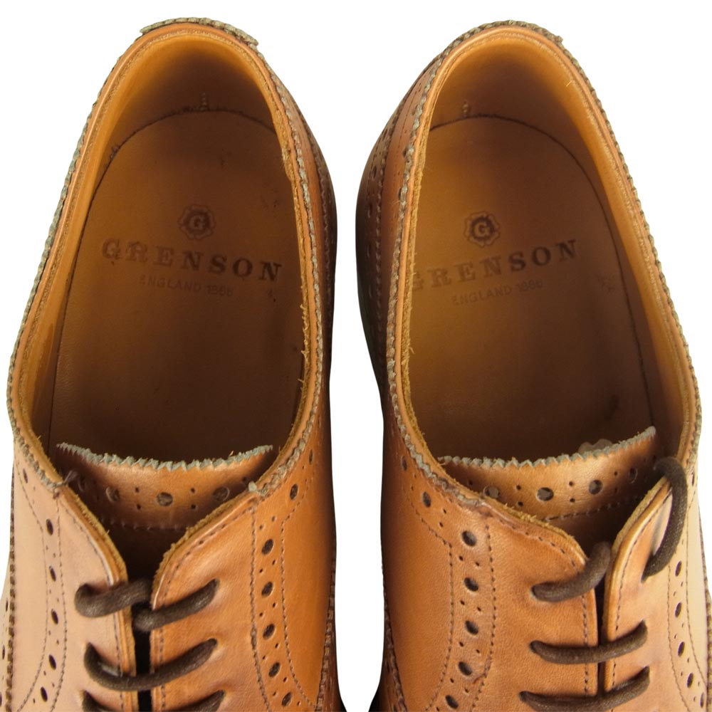 グレンソン 22352-17 oxford オックスフォード セミブローグ レザーシューズ コニャック ブラウン系 7.5【極上美品】【中古】