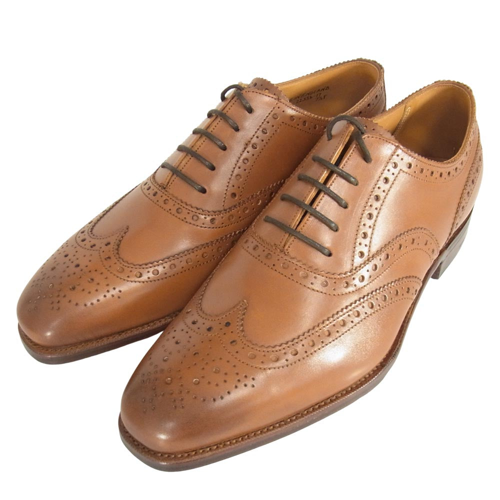 グレンソン 22356-17 bath バス 内羽根 パンチドキャップ トゥ レザー シューズ コニャック ブラウン系 7 1/2【極上美品】【中古】