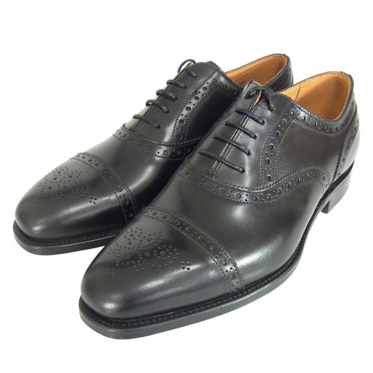 グレンソン 22352-01 oxford オックスフォード セミブローグ レザーシューズ ブラック ブラック系 7 1/2【極上美品】【中古】