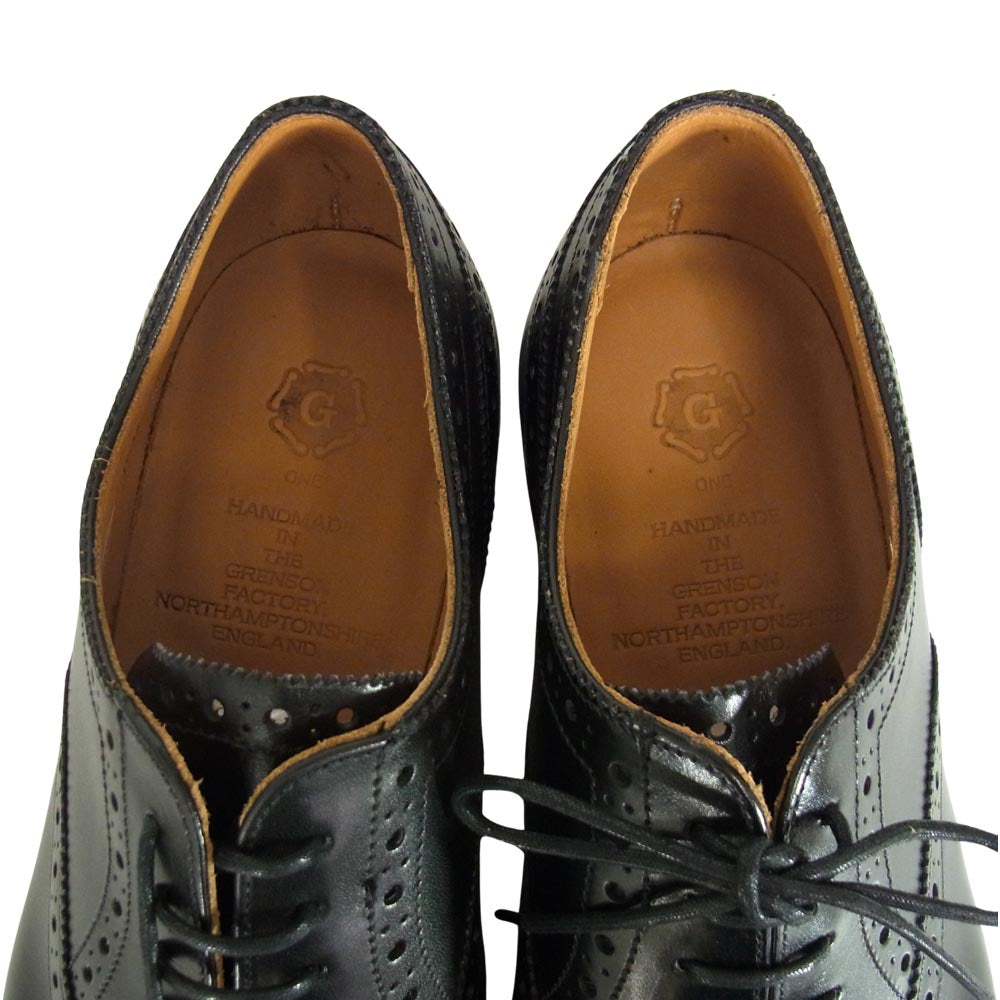 グレンソン 22352-01 oxford オックスフォード セミブローグ レザーシューズ ブラック ブラック系 7 1/2【極上美品】【中古】