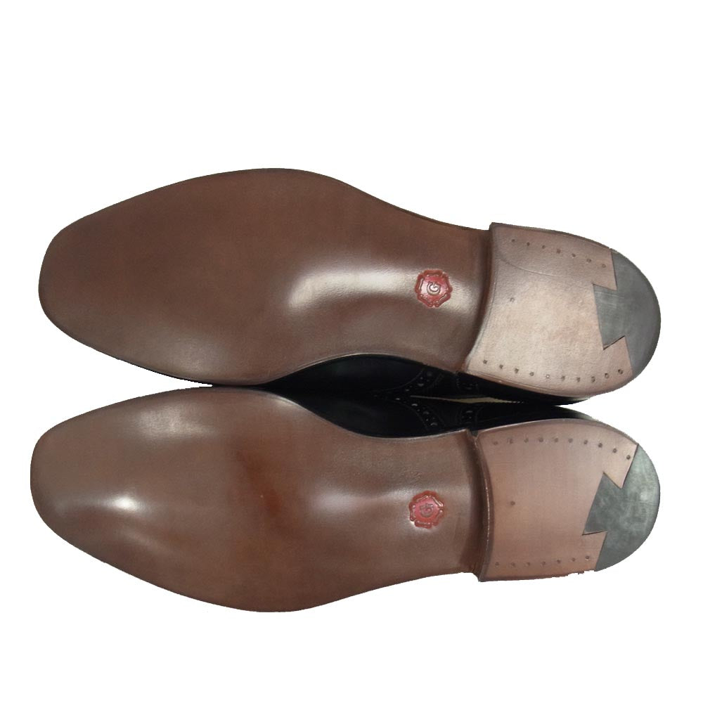 グレンソン 22352-01 oxford オックスフォード セミブローグ レザーシューズ ブラック ブラック系 7 1/2【極上美品】【中古】