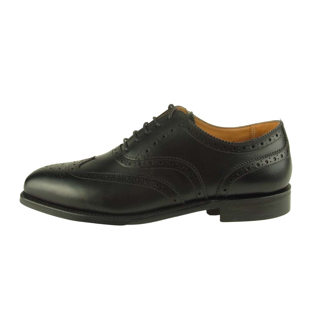 グレンソン 22356-01 bath バス 内羽根 パンチドキャップ トゥ レザー シューズ ブラック ブラック系 7.5【極上美品】【中古】