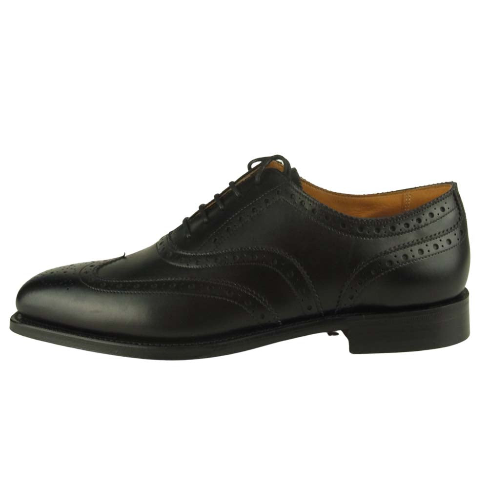 グレンソン 22356-01 bath バス 内羽根 パンチドキャップ トゥ レザー シューズ ブラック ブラック系 7.5【極上美品】【中古】