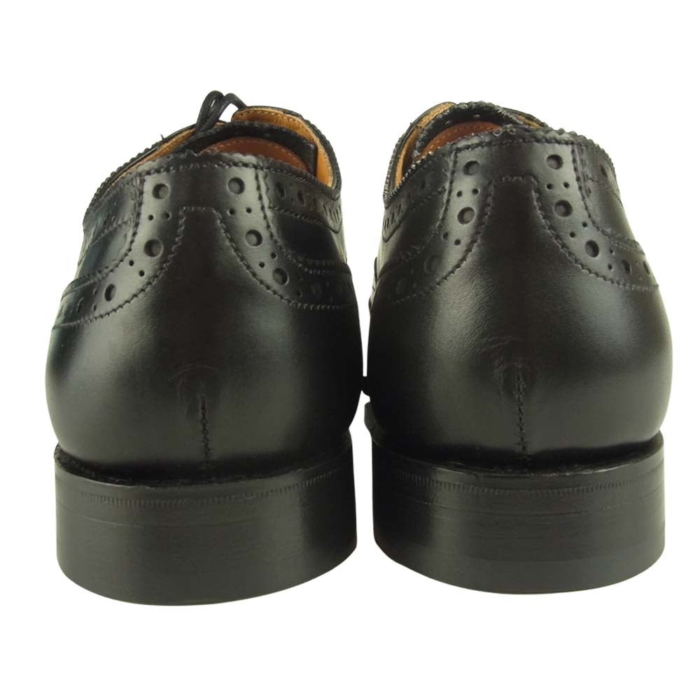 グレンソン 22356-01 bath バス 内羽根 パンチドキャップ トゥ レザー シューズ ブラック ブラック系 7.5【極上美品】【中古】