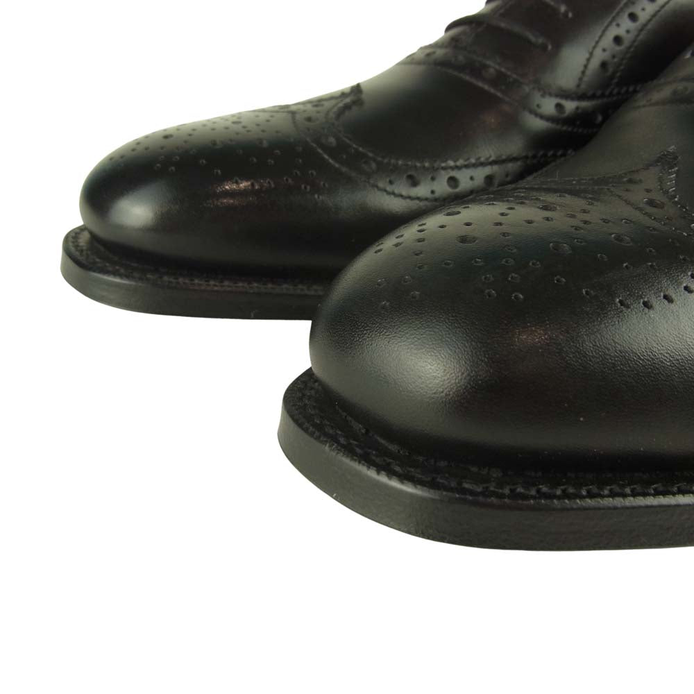 グレンソン 22356-01 bath バス 内羽根 パンチドキャップ トゥ レザー シューズ ブラック ブラック系 7.5【極上美品】【中古】