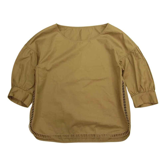 Drawer ドゥロワー 6521-299-0224 サイドレース バルーンスリーブ 半袖 プルオーバー ブラウス ブラウン系 36【中古】