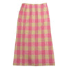 Drawer ドゥロワー 6524-299-1634 裏地シルク100％ ネップ チェック バックスリット ロングスカート ピンク系 36【中古】