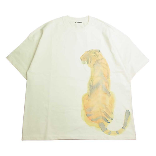 JIL SANDER ジルサンダー JSXU707020 WU248508 タイガーコレクション 水彩画 虎プリント 半袖 Tシャツ ホワイト系 XS【極上美品】【中古】