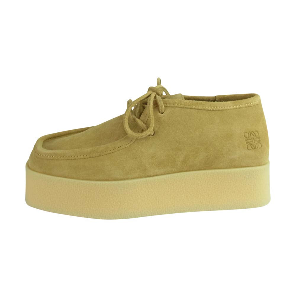 LOEWE ロエベ 21AW M816284X06 ウェッジソール レースアップ スエード モカシン シューズ ベージュ系 40【極上美品】【中古】