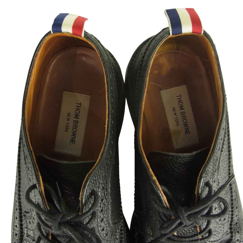 THOM BROWNE トムブラウン MFD002AP5210 英国製 トリコロール グレインレザー ウィングチップシューズ ブラック系 US7【中古】